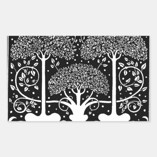 Art Nouveau Tree Beardsley Pattern Rechthoekige Sticker (Voorkant)