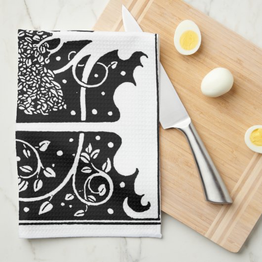 Art Nouveau Tree Beardsley Pattern Theedoek (Quarter Fold)