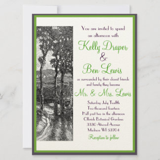 Art Nouveau Trees Sophisticated Wedding Invitation Kaart