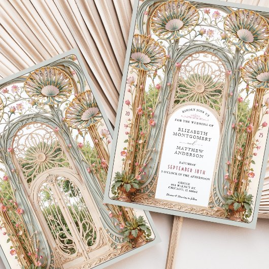 Art Nouveau Trouwboog Kaart