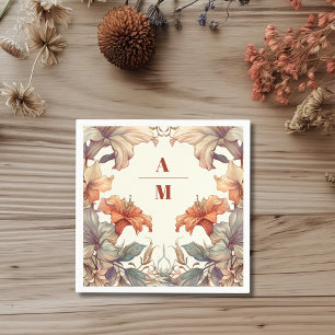 Art Nouveau Trouwdag met Vintage Bloemen Servet