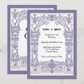 Art Nouveau Trouwuitnodiging | Vintage Weelderig Kaart (Voorkant / Achterkant)