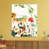 Art Nouveau tuin Nasturtium bloemen Canvas Afdruk (Insitu (Woonkamer))