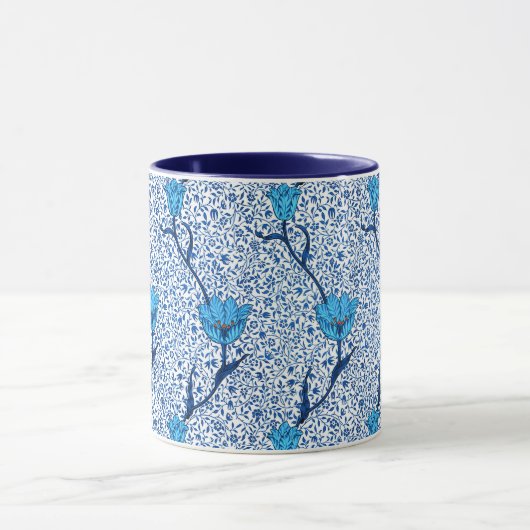 Art Nouveau Tulip Damask, Cobalt Blue Mok (Midden)