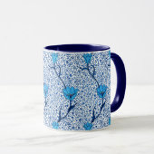 Art Nouveau Tulip Damask, Cobalt Blue Mok (Voorkant rechts)