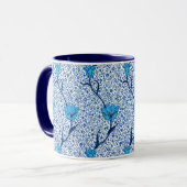 Art Nouveau Tulip Damask, Cobalt Blue Mok (Voorkant links)
