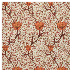 Art Nouveau Tulip Damask, Coral en Beige Stof