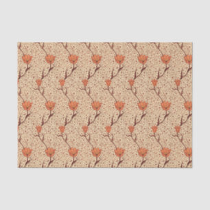 Art Nouveau Tulip Damask, Coral en Beige Tissuepapier