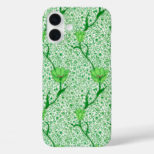 Art Nouveau Tulip Damask, Emerald Green iPhone 16 Plus Hoesje