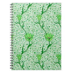 Art Nouveau Tulip Damask, Emerald Green Notitieboek