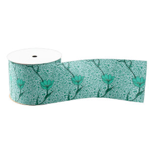 Art Nouveau Tulip Damask, Turquoise Grosgrain Lint