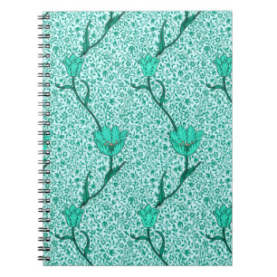 Art Nouveau Tulip Damask, Turquoise Notitieboek