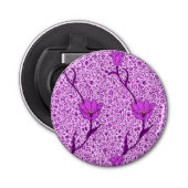 Art Nouveau Tulip Damask, Violet en Orchid Button Flesopener (Voorkant)