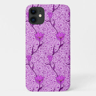 Art Nouveau Tulip Damask, Violet en Orchid iPhone 11 Hoesje