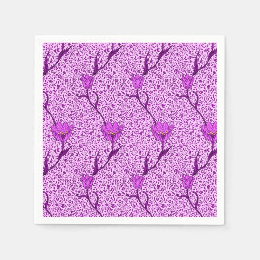 Art Nouveau Tulip Damask, Violet en Orchid Servetten (Voorkant)
