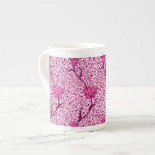 Art Nouveau Tulip Damask, Wine & Fuchsia Pink Porselein Kop