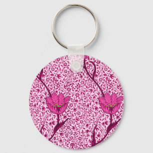 Art Nouveau Tulip Damask, Wine & Fuchsia Pink Sleutelhanger
