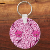 Art Nouveau Tulip Damask, Wine & Fuchsia Pink Sleutelhanger (Voorkant)