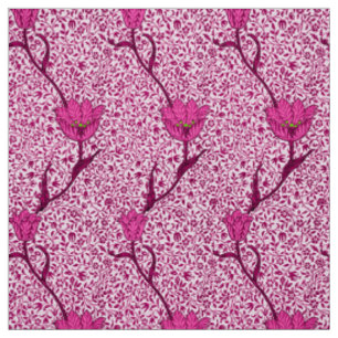 Art Nouveau Tulip Damask, Wine & Fuchsia Pink Stof