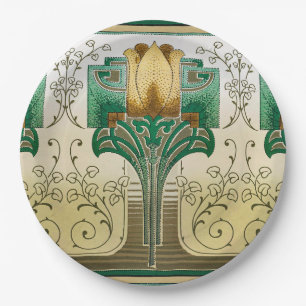 Art Nouveau Tulip Motief Bruiloft Verjaardag Vakan Papieren Bordje