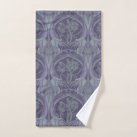 Art Nouveau Tulips in Periwinkle Bath Towels Bad Handdoek (Handdoek)