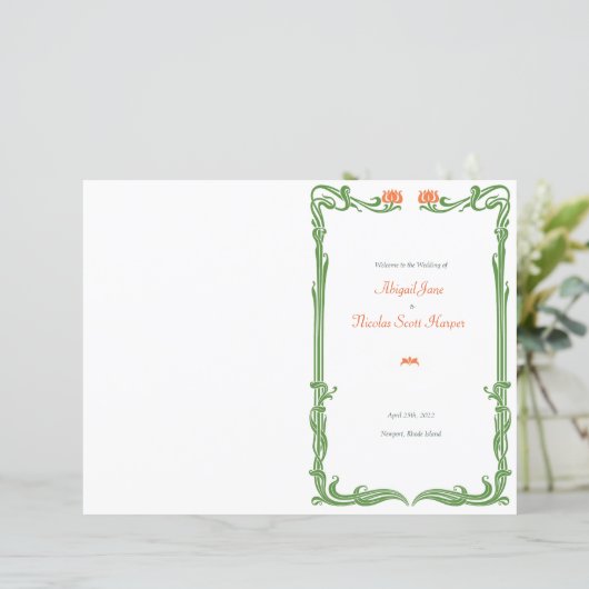 Art Nouveau Tulips Programme de mariage (Debout devant)