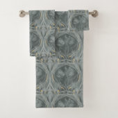 Art Nouveau Tulips Shades of Grey Towels Bad Handdoek (Insitu)