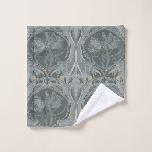 Art Nouveau Tulips Shades of Grey Towels Bad Handdoek (Wasdoekje)