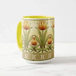 Art Nouveau Tulp Bloempatroon Fries Mok