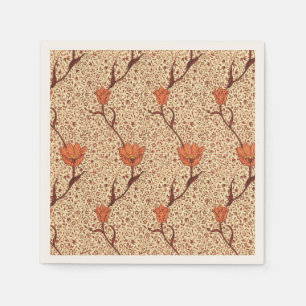 Art Nouveau Tulp Damast, Koraal en Beige Servetten