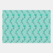 Art Nouveau Tulp Damast, Turquoise, Grijs, Koraal Inpakpapier Vel (Voorkant)
