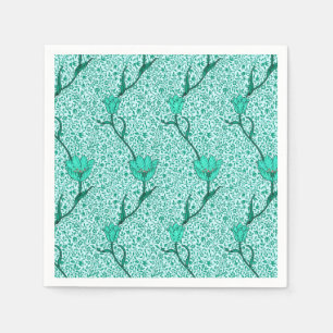 Art Nouveau Tulp Damast, Turquoise Servet