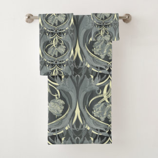 Art Nouveau Tulpen Kleuren van Grijs Bad Handdoek