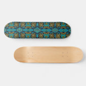 Art Nouveau Turquoise Blue Floral Pattern Skateboard (Horizontaal)