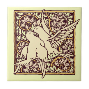 Art Nouveau Turtle Doves Tegeltje