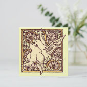 Art Nouveau Turtle Doves Wedding Invitation Kaart (Staand voorkant)