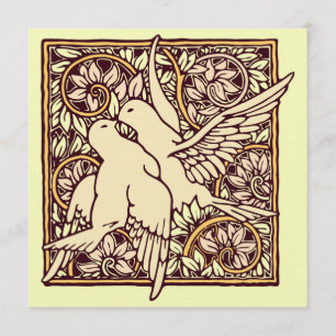 Art Nouveau Turtle Doves Wedding Invitation Kaart