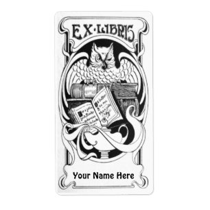 Art Nouveau Uil Ex Libris Boekplaat Stickers