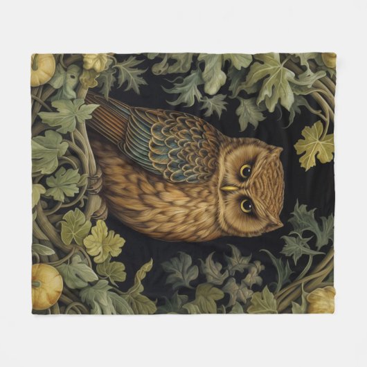 Art nouveau uil in het bos fleece deken (Voorkant (Horizontaal))