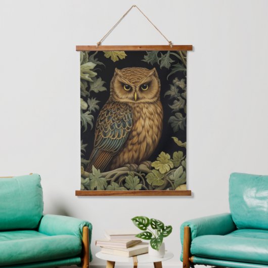 Art nouveau uil in het bos hangend wandkleed (Woonkamer)