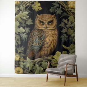 Art nouveau uil in het bos wandkleed