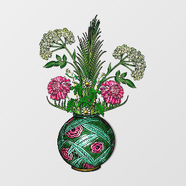 Art Nouveau Vase en Flowers Raamsticker
