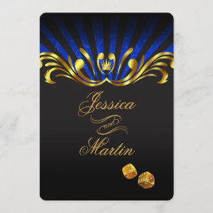 Art Nouveau Vegas Wedding goudblauw Kaart