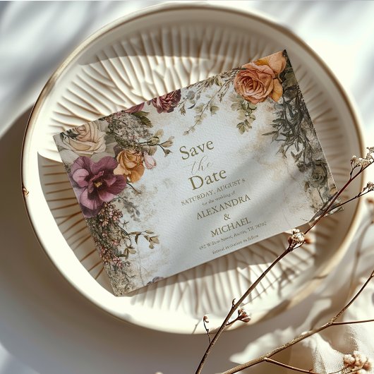 Art Nouveau Victoriaans Royal Floral Wedding Save The Date