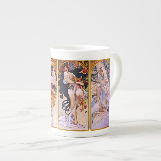 Art Nouveau Vier Seizoenen Bone China Mok (Voorkant rechts)