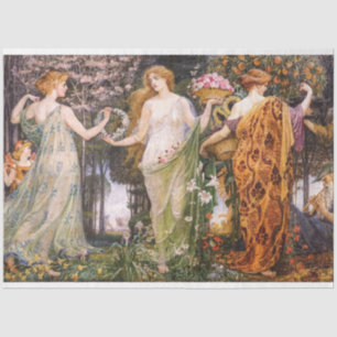  Art Nouveau Vier Seizoenen van Walter Crane Tissuepapier