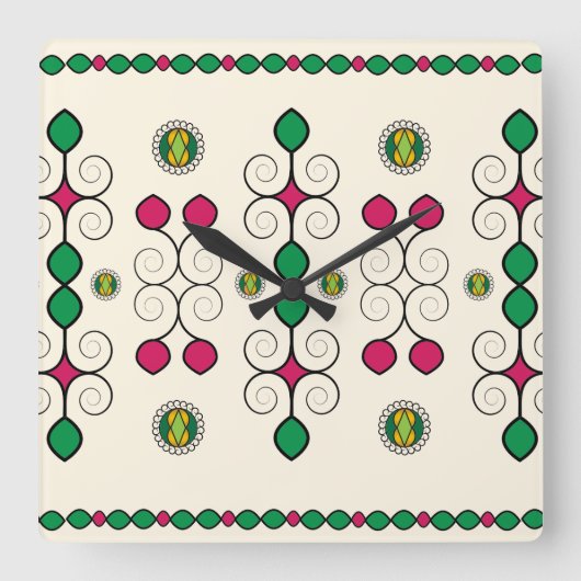 Art Nouveau Vierkante Klok (Voorkant)