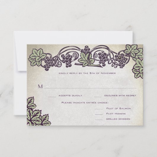 Art Nouveau Vignoble Vintage Mariage RSVP (Devant)