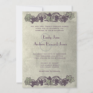 Art Nouveau Vineyard Wedding Invites Kaart