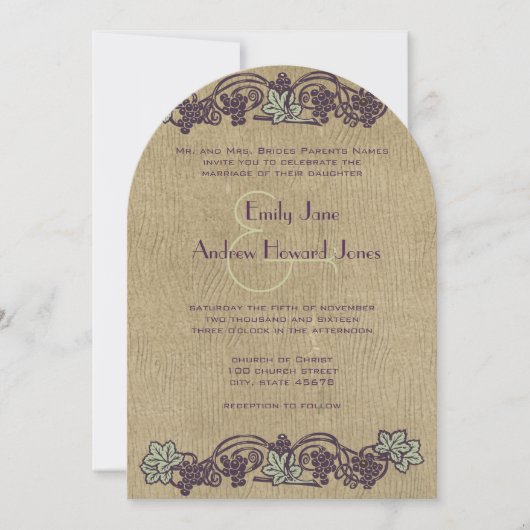 Art Nouveau Vineyard Wedding Invites Kaart (Voorkant)